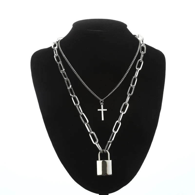 Lock Chain Necklace With A Padlock Pendants For Women