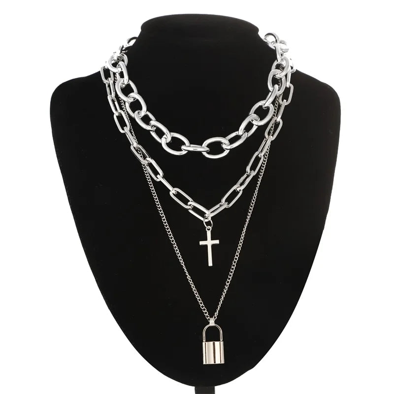 Lock Chain Necklace With A Padlock Pendants For Women
