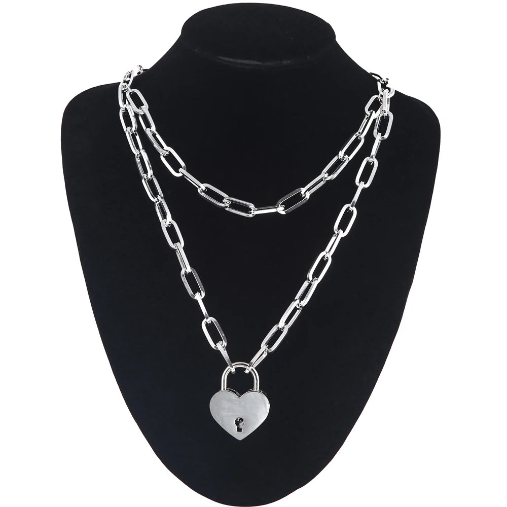Lock Chain Necklace With A Padlock Pendants For Women