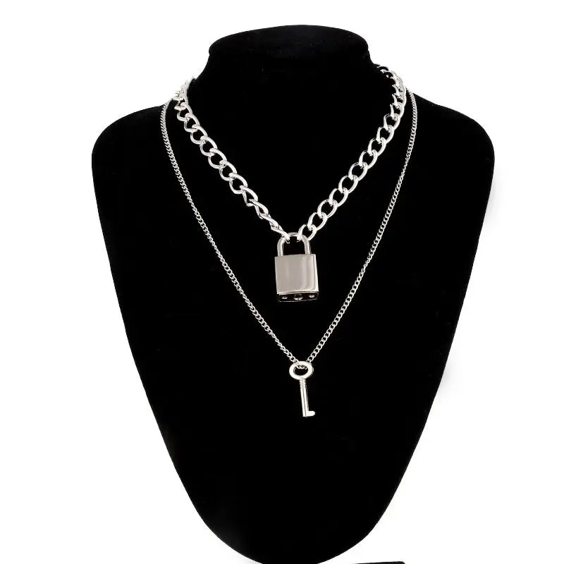 Lock Chain Necklace With A Padlock Pendants For Women