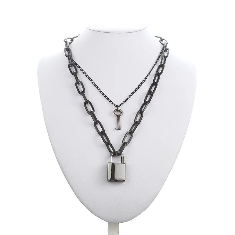 Lock Chain Necklace With A Padlock Pendants For Women