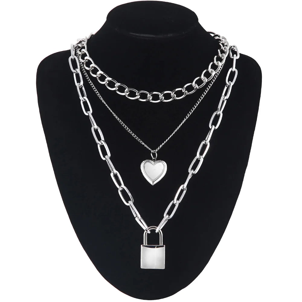 Lock Chain Necklace With A Padlock Pendants For Women