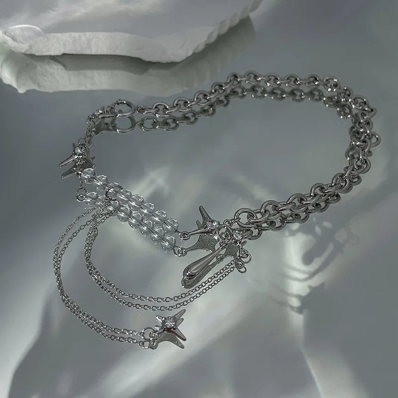 Kpop Irregular Star Chain Necklaces Y2K Zircon Crystal