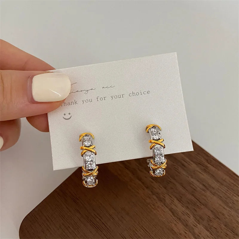 Vintage CC Design Stud Earrings for Women