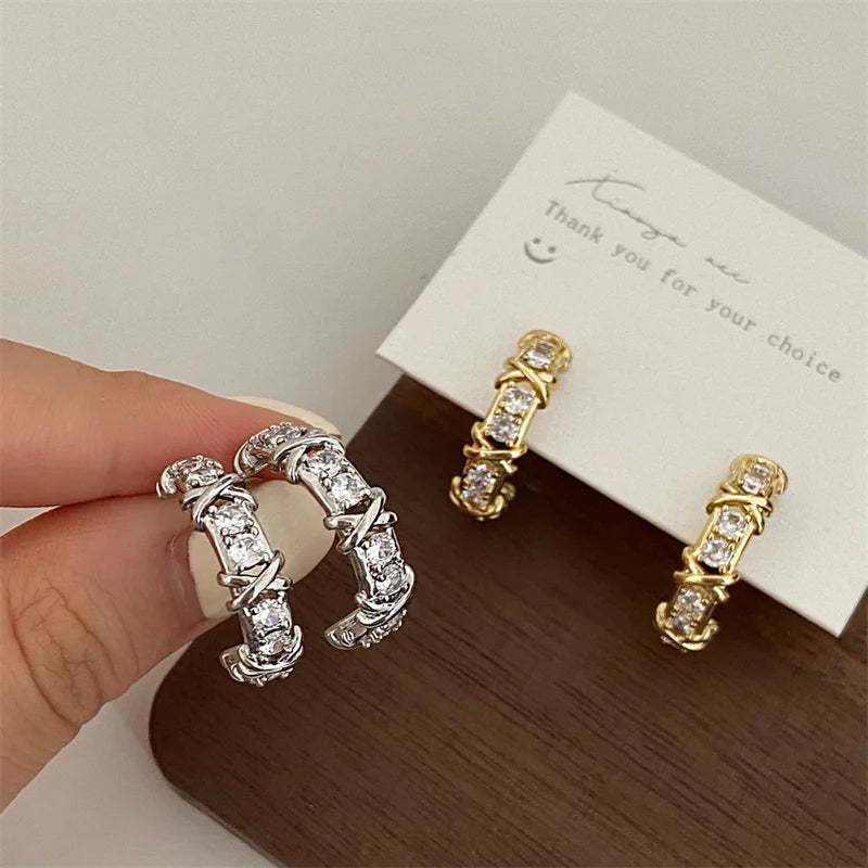 Vintage CC Design Stud Earrings for Women
