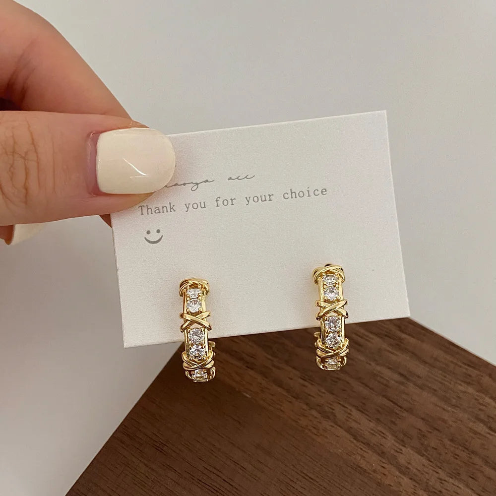 Vintage CC Design Stud Earrings for Women