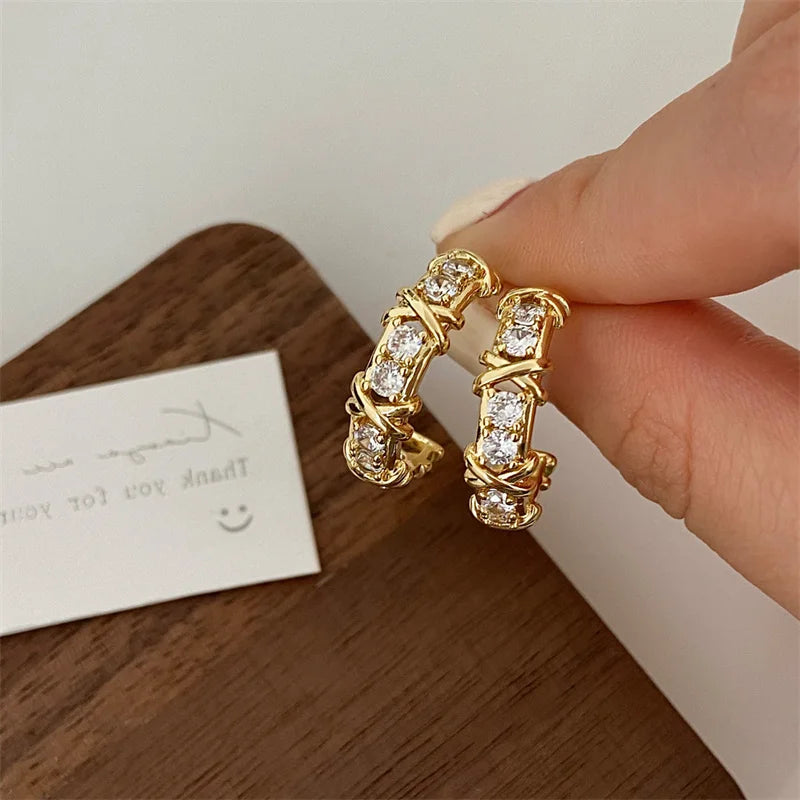Vintage CC Design Stud Earrings for Women