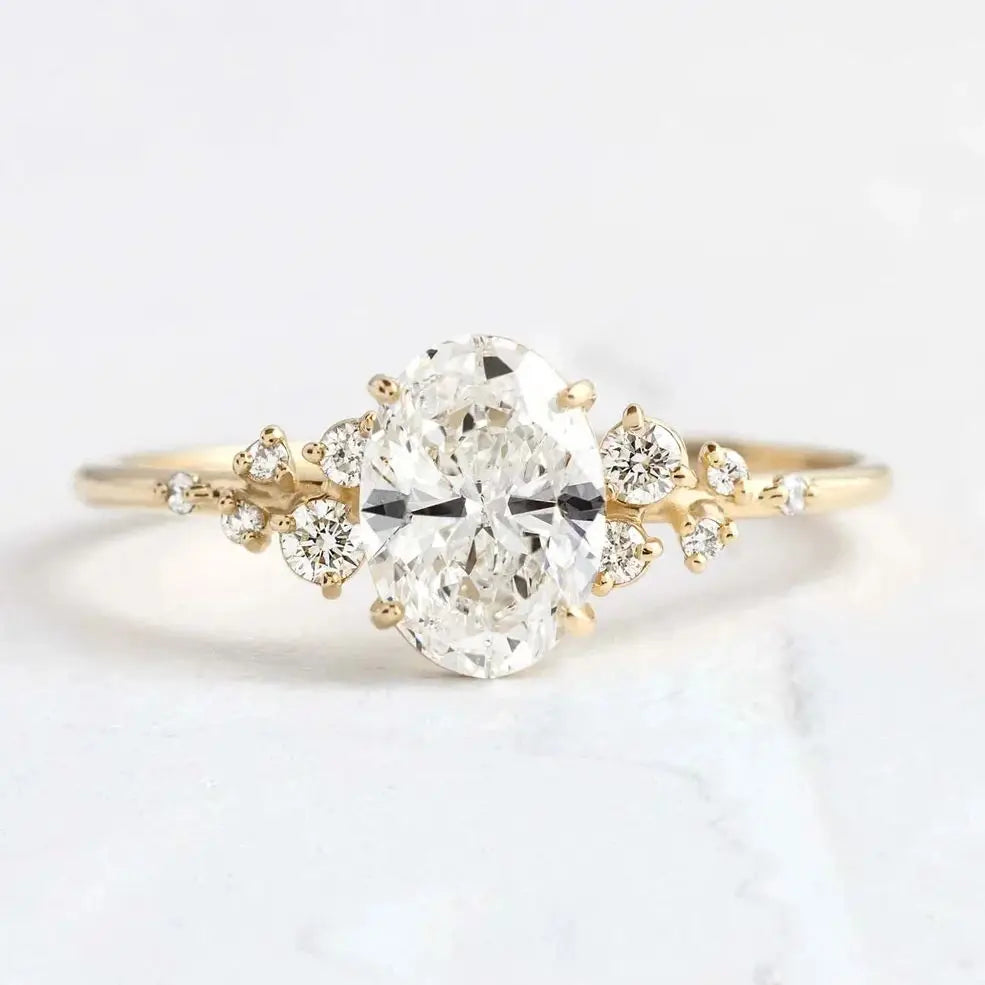 1ct 2ct 3ct Moissanite Gold Plated Oval Cut 925