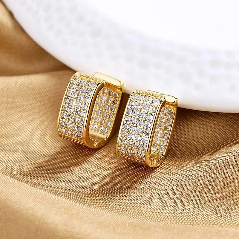 Stainless Steel Gold Silver Color Square Hoop Earrings