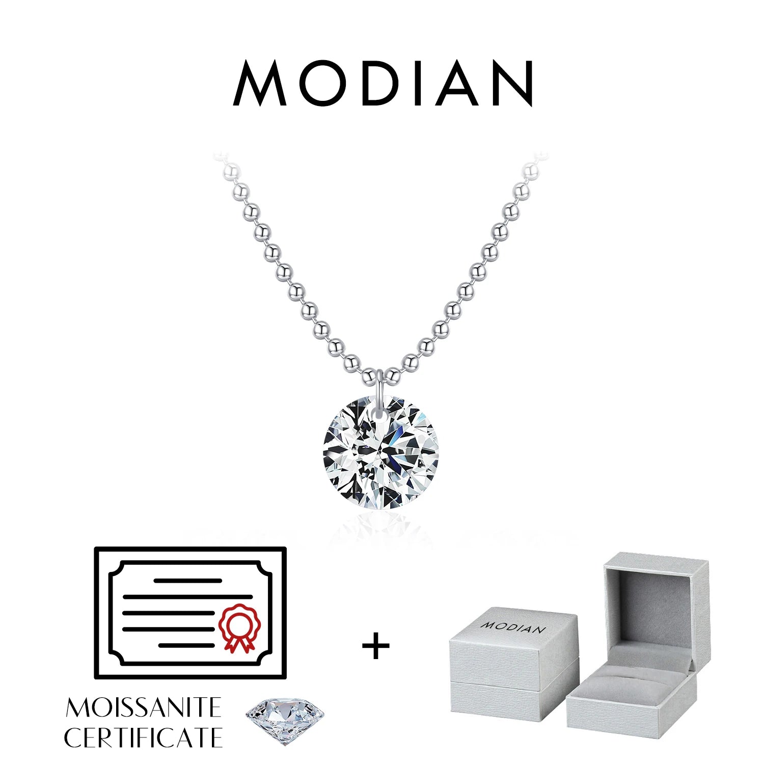 MODIAN 6 Styles D Color Geometric Moissanite Necklaces 925