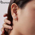BAMOER Four-leaf Clover Moissanite Earrings, Natural Freshwater 925