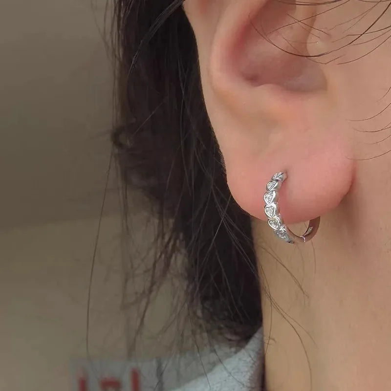 925 Sterling Silver Crystal Zirconia Hoop Earrings