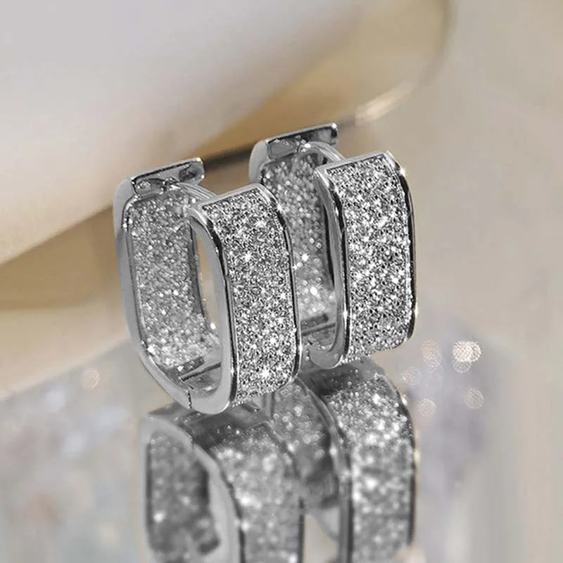 Stainless Steel Gold Silver Color Square Hoop Earrings