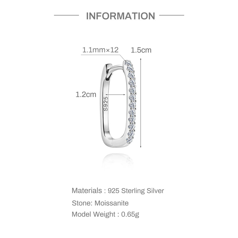 CANNER 1PC 6/7/8/9mm Moissanite 925 Sterling Silver Hoop
