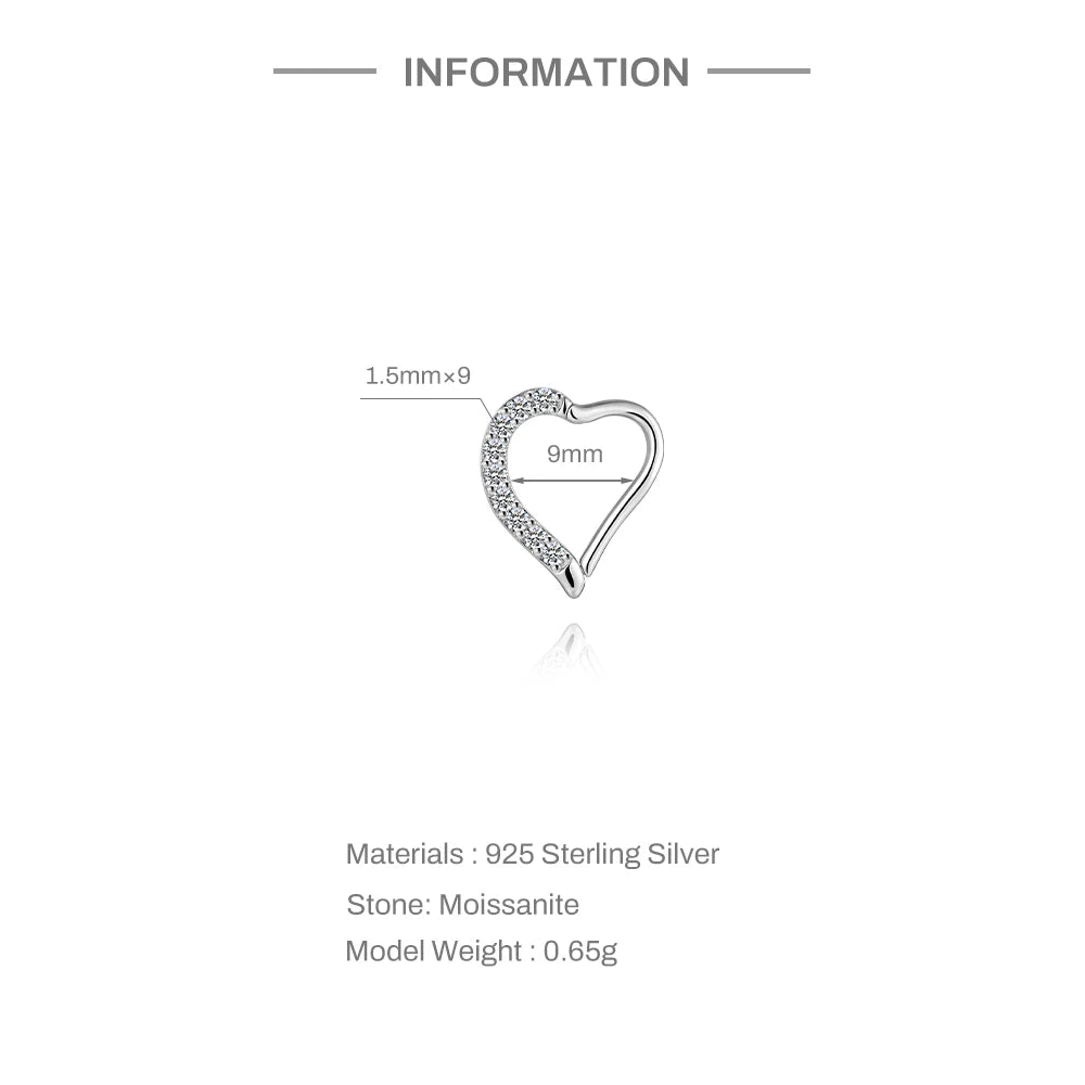 CANNER 1PC 6/7/8/9mm Moissanite 925 Sterling Silver Hoop