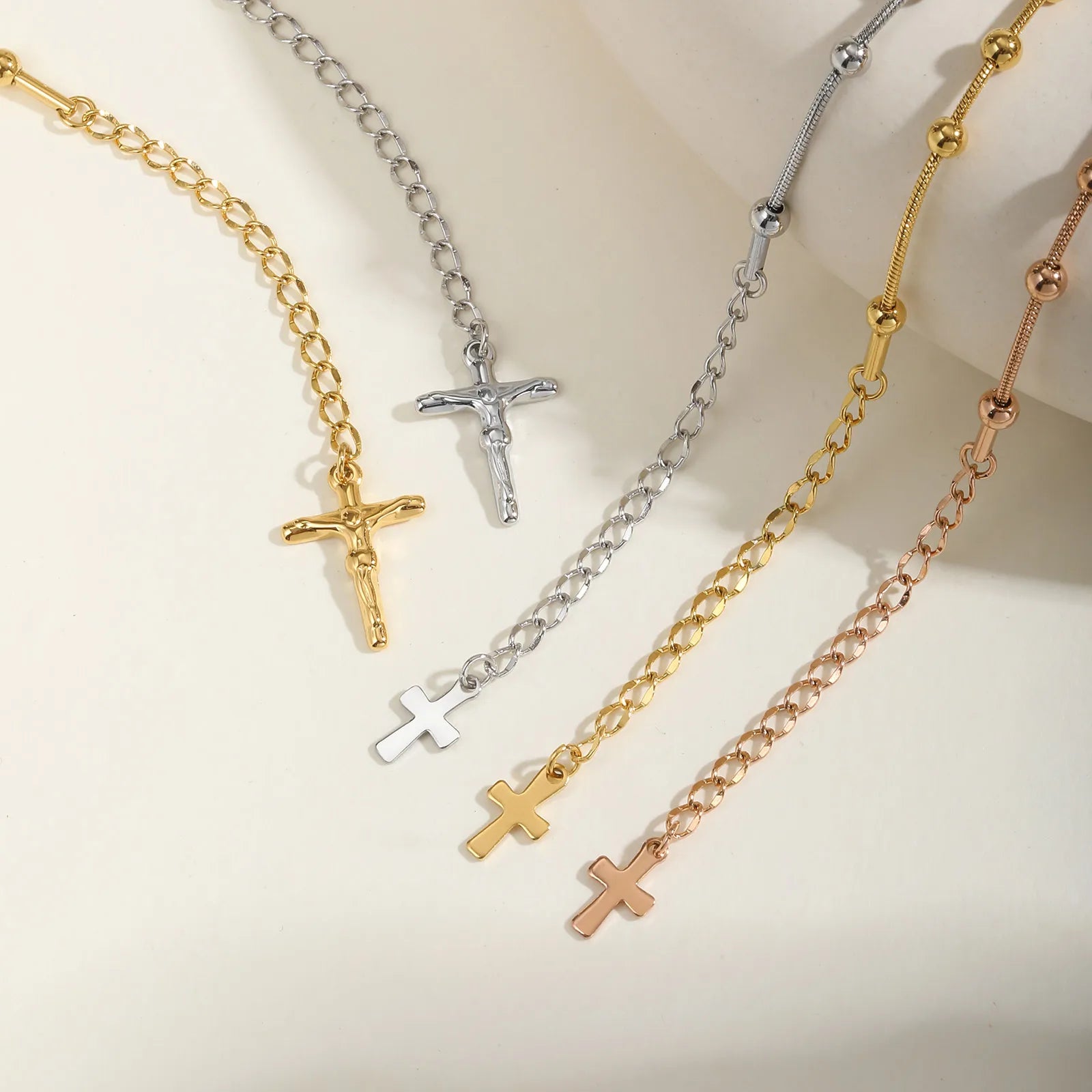 Vnox Rosary Bracelet for Women Girls, Gold Plated Stainless Steel Religiou