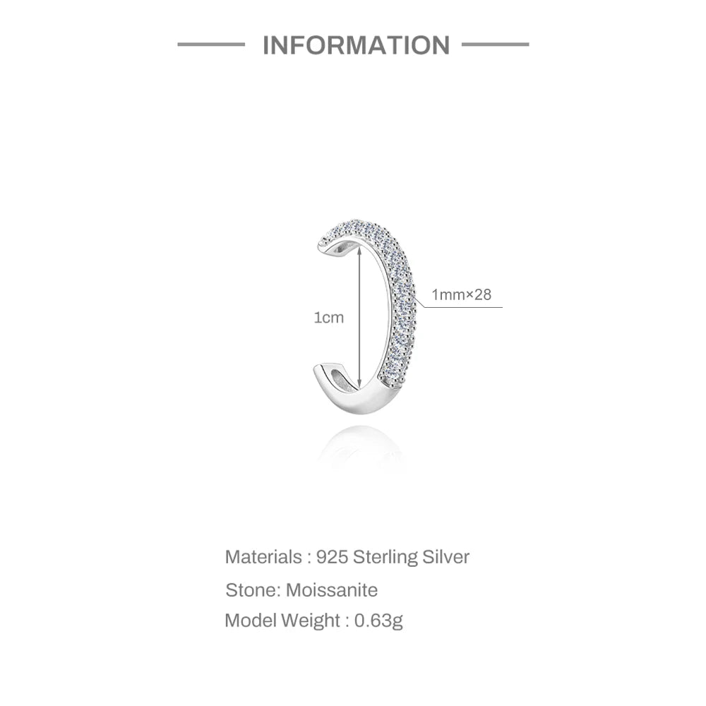 CANNER 1PC 6/7/8/9mm Moissanite 925 Sterling Silver Hoop