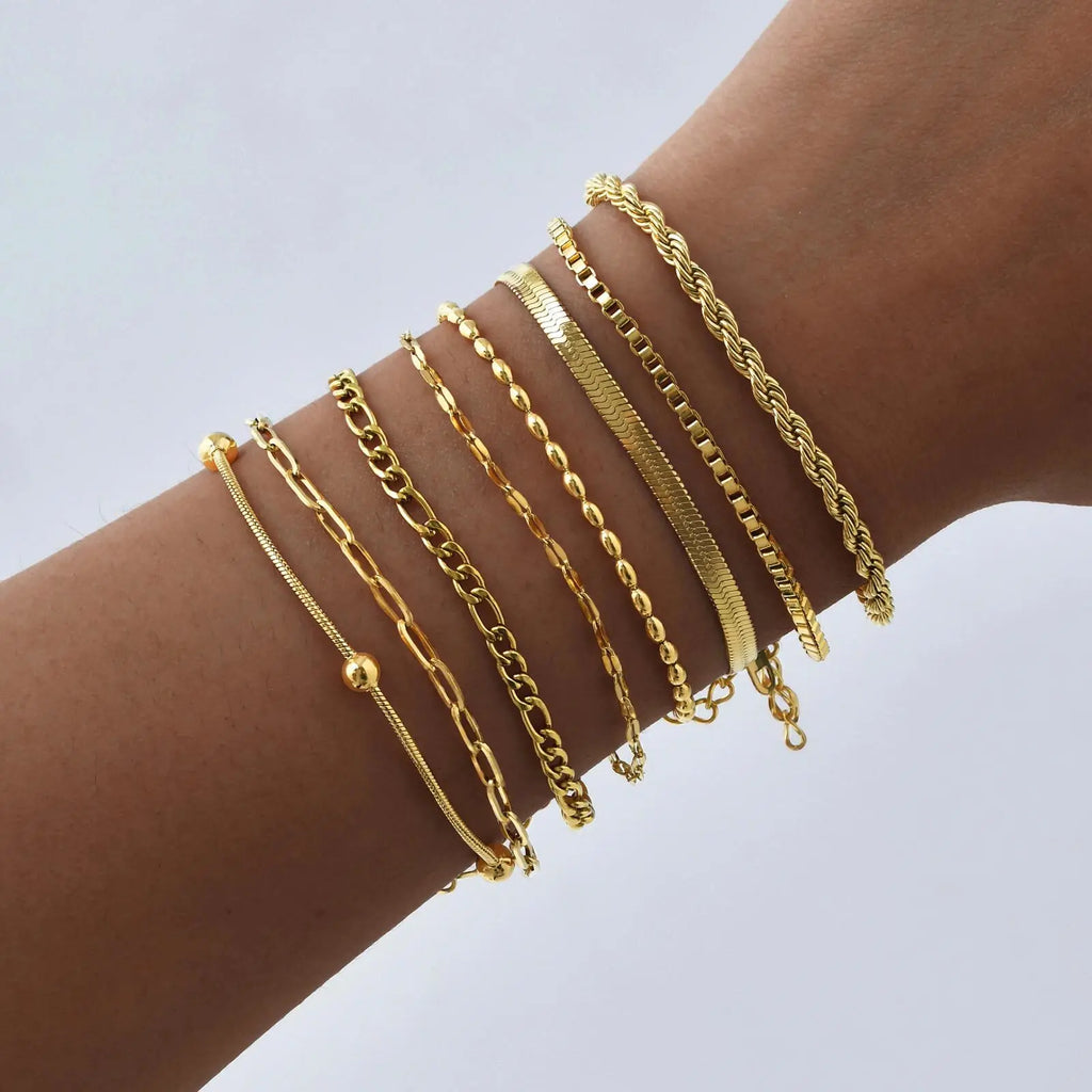 Non Tarnish Stainless Steel Bracelet Gold Plated Stackable for Women