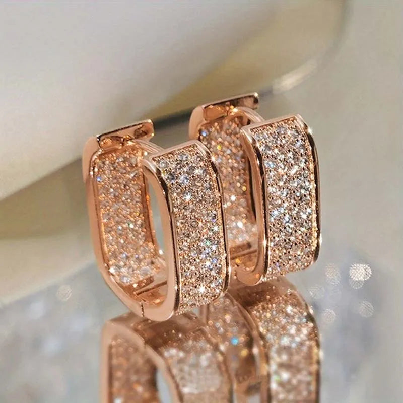 Stainless Steel Gold Silver Color Square Hoop Earrings