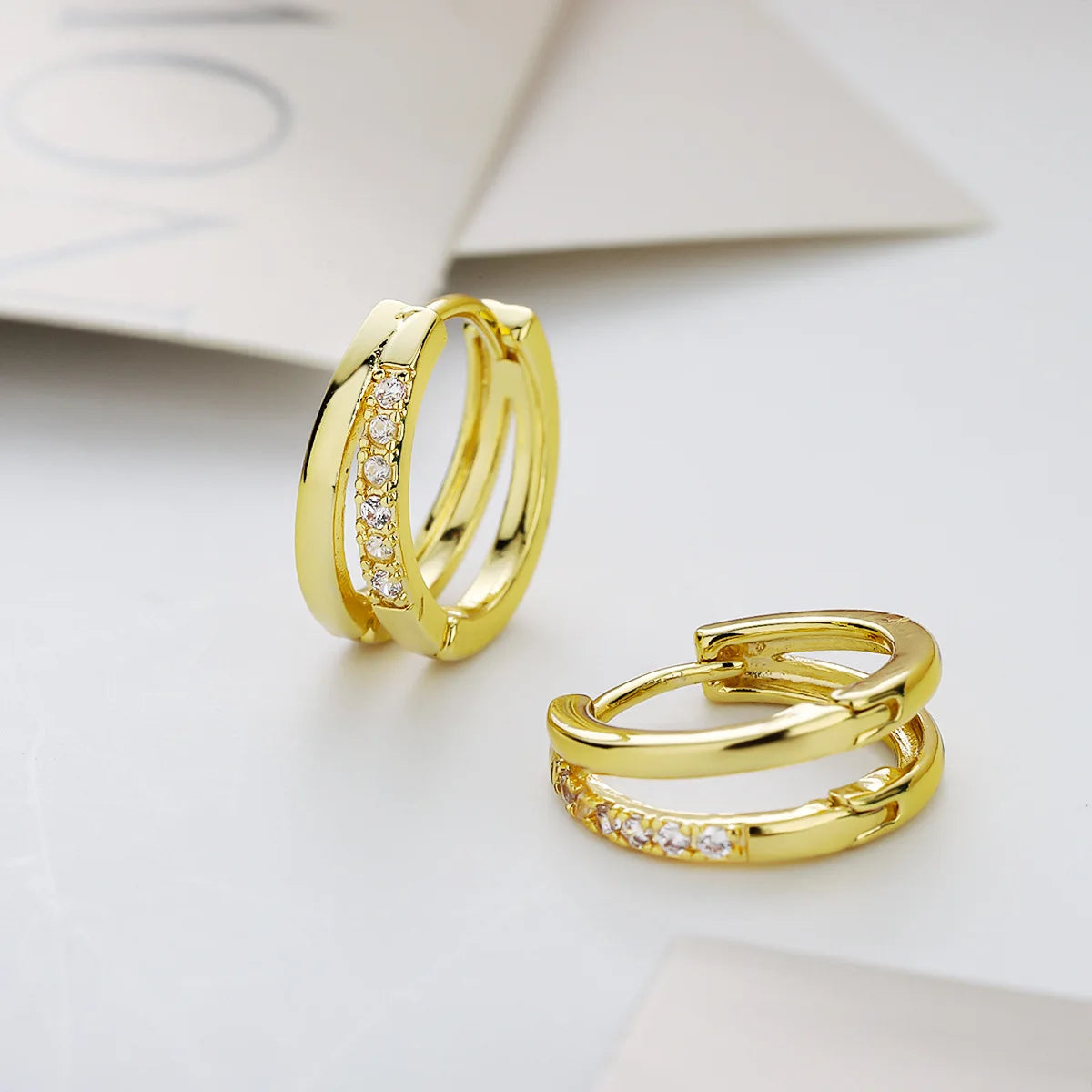 925 Sterling Silver Crystal Zirconia Hoop Earrings