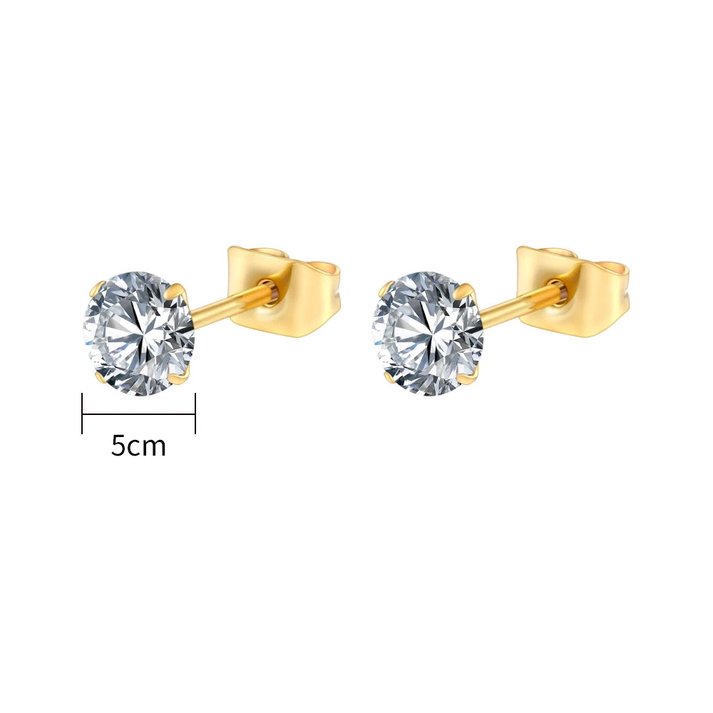 Pair Right Grand ASTM F136 Titanium 2/3/4/5mm CZ Stud Earrings 20G