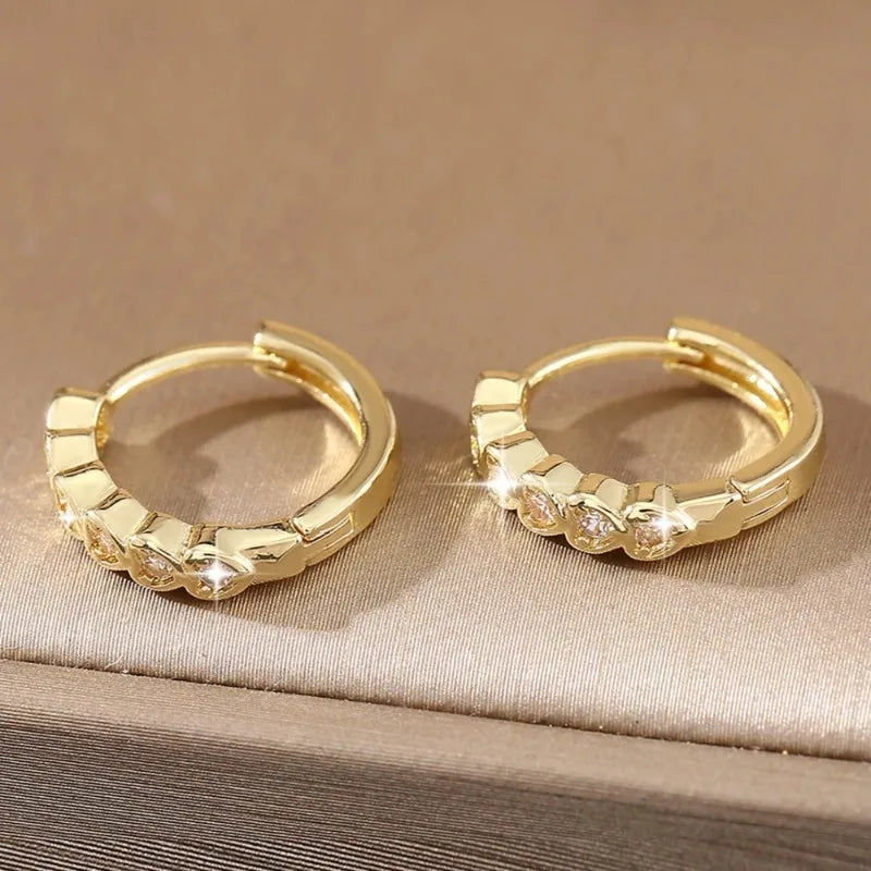925 Sterling Silver Crystal Zirconia Hoop Earrings