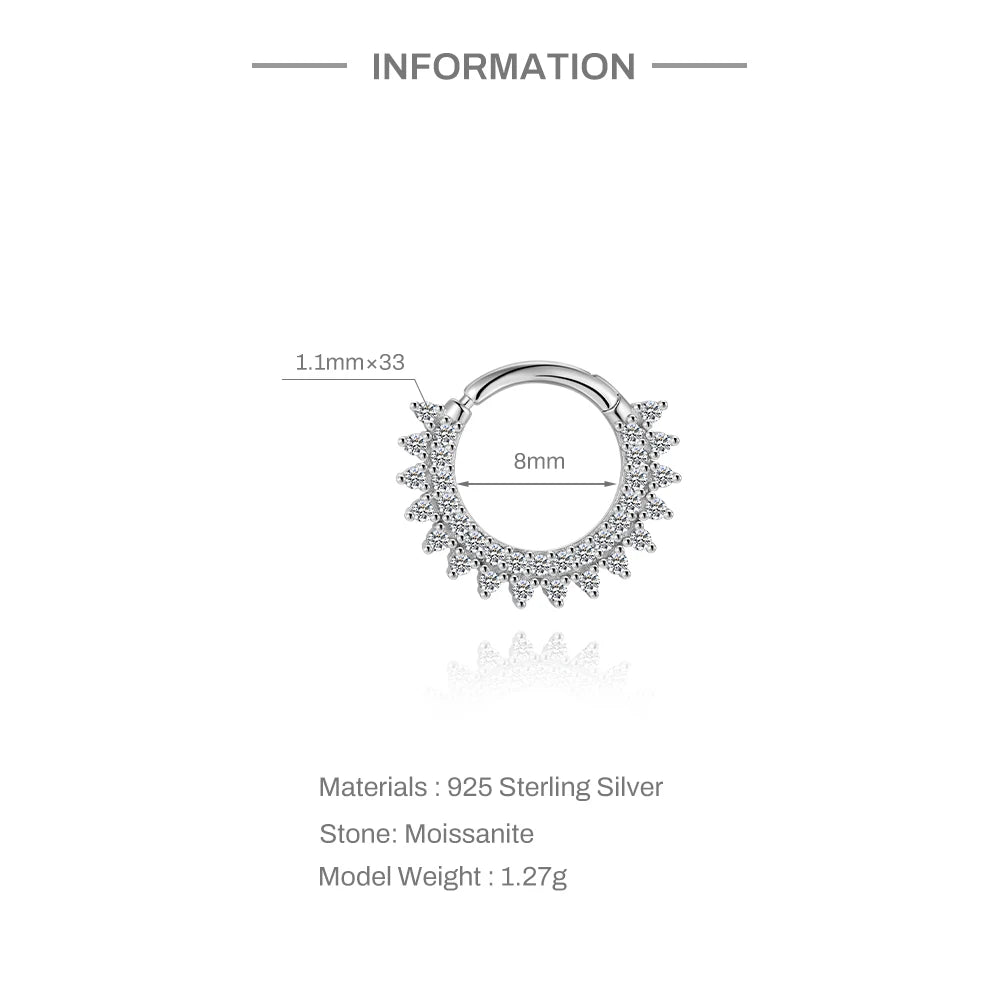 CANNER 1PC 6/7/8/9mm Moissanite 925 Sterling Silver Hoop