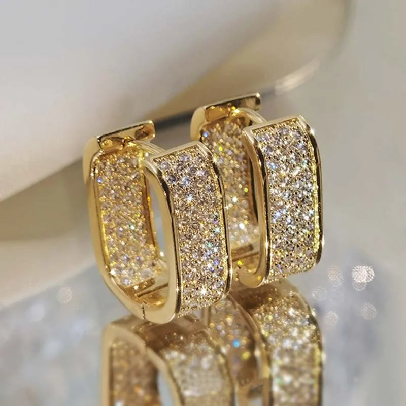 Stainless Steel Gold Silver Color Square Hoop Earrings