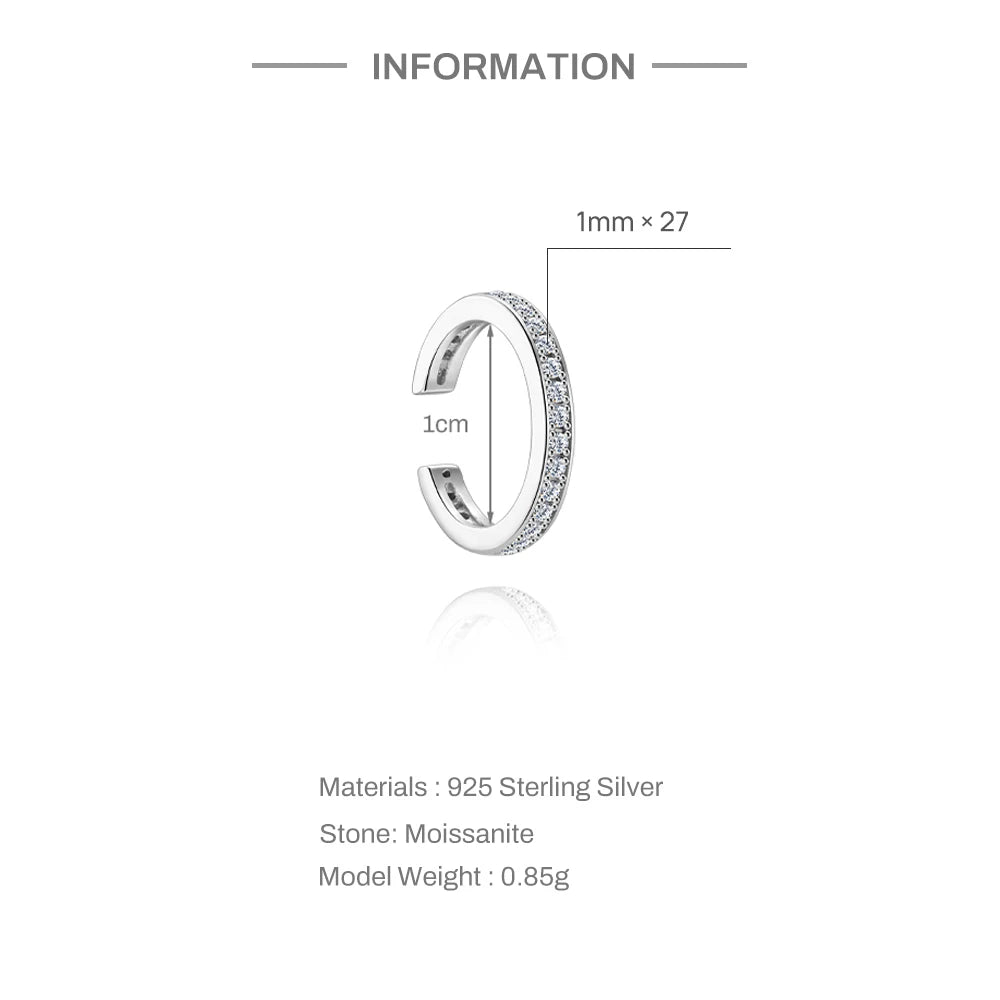 CANNER 1PC 6/7/8/9mm Moissanite 925 Sterling Silver Hoop