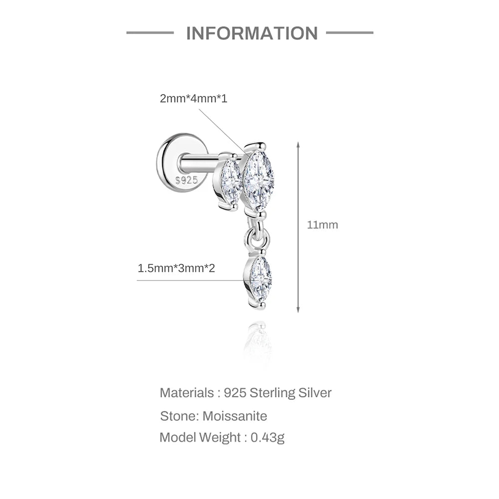 Aide Moissanite Diamond Stud Earrings for Women Orginal 925
