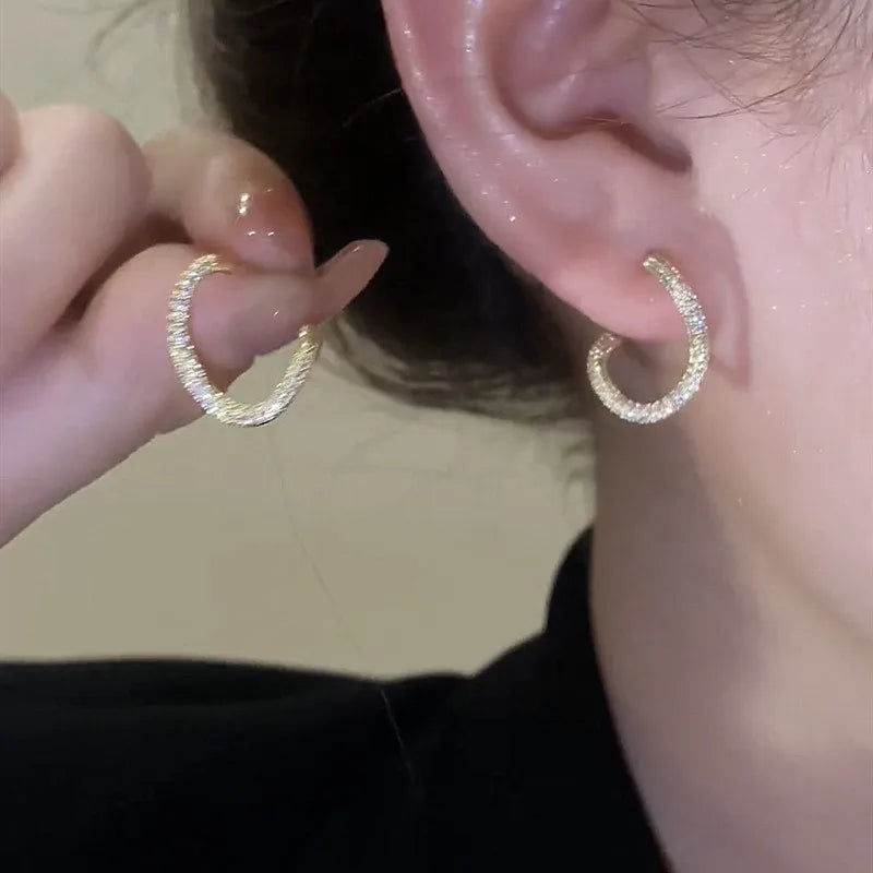 Vintage CC Design Stud Earrings for Women