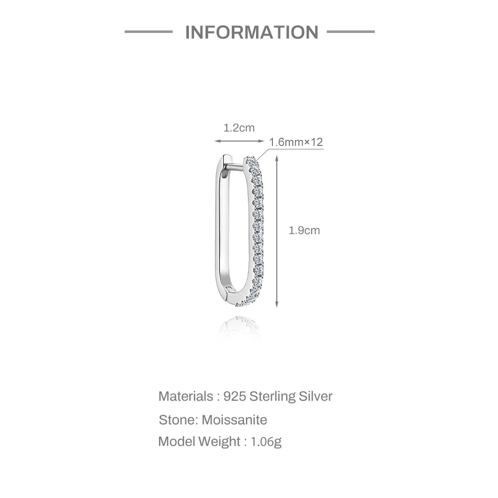 CANNER 1PC 6/7/8/9mm Moissanite 925 Sterling Silver Hoop