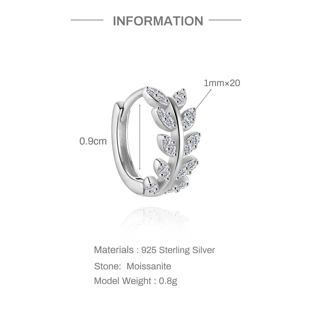 CANNER 1PC 6/7/8/9mm Moissanite 925 Sterling Silver Hoop