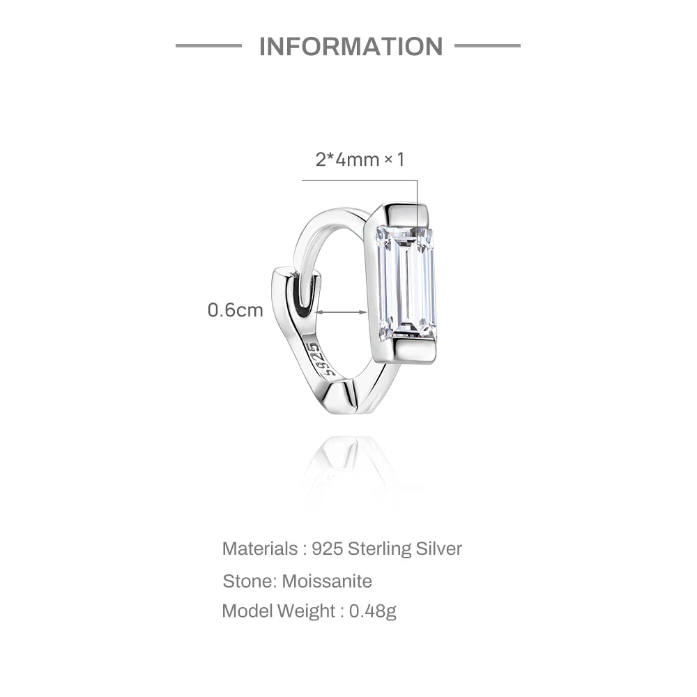 CANNER 1PC 6/7/8/9mm Moissanite 925 Sterling Silver Hoop