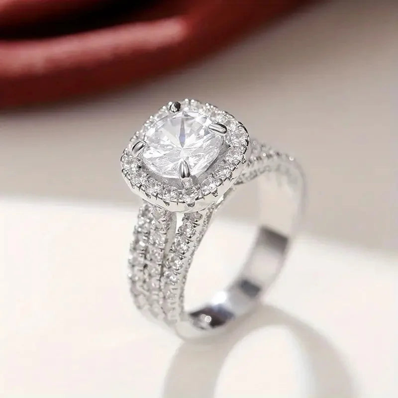 Light luxury classic 925 sterling silver square moissanite