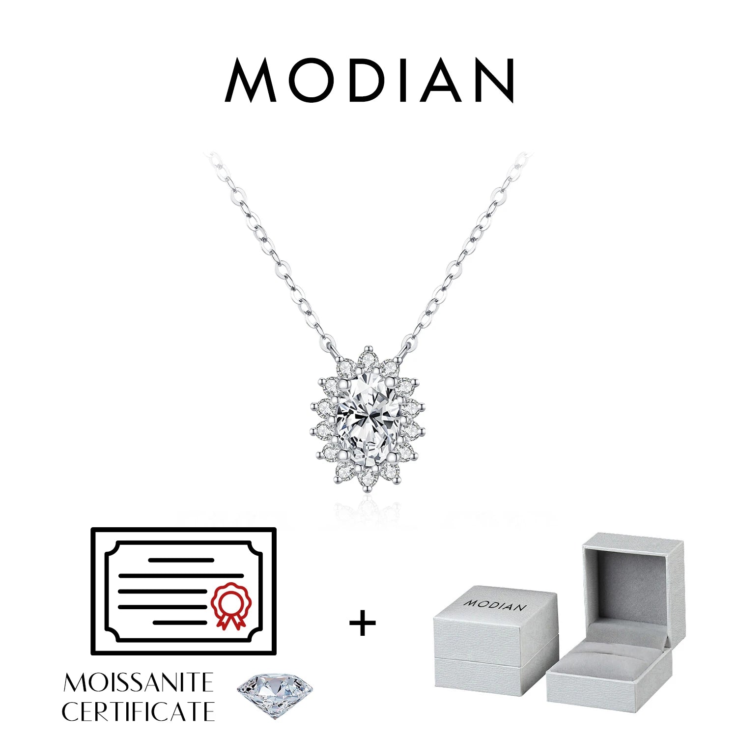 MODIAN 6 Styles D Color Geometric Moissanite Necklaces 925