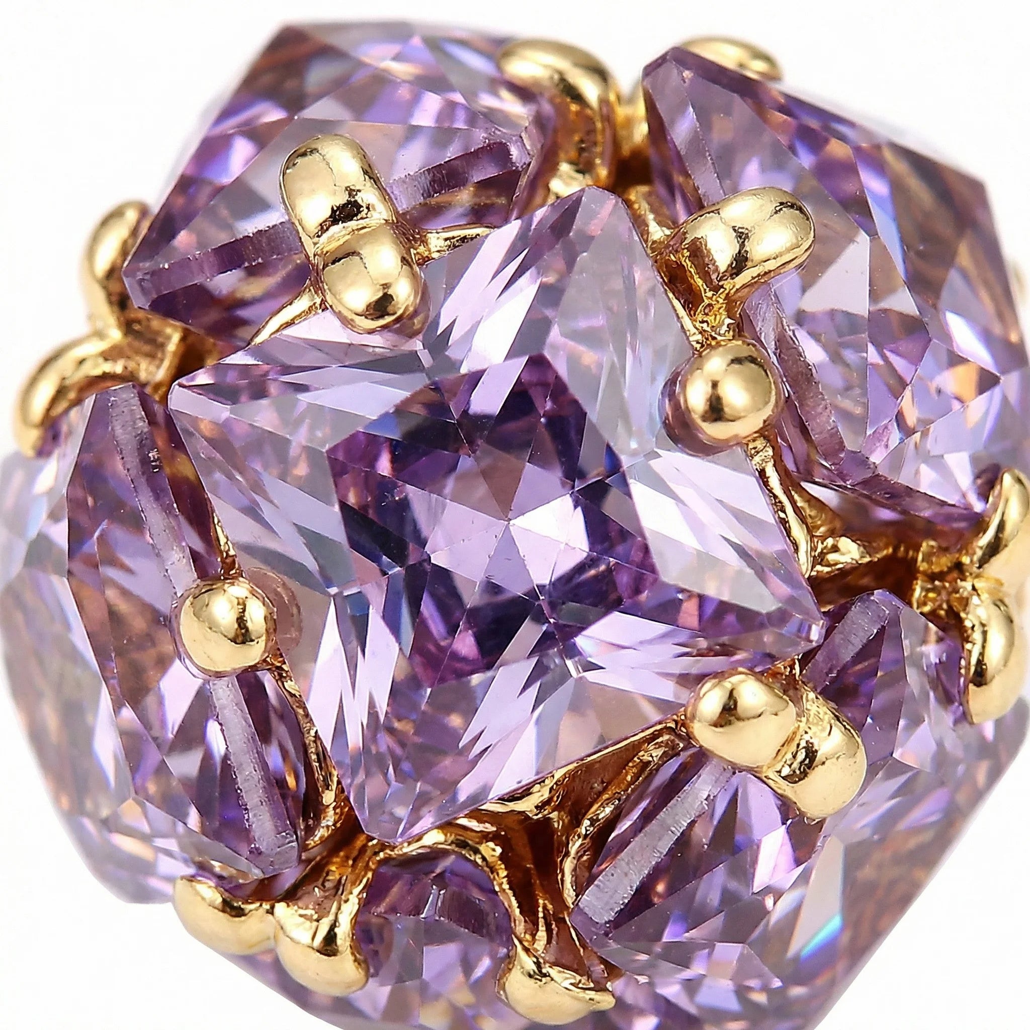 Sparkling Purple Zircon Hydrangea Stud Earrings Exquisite Dainty