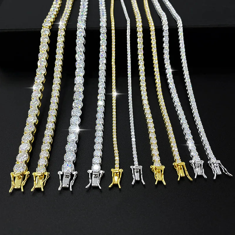 New D Color Moissanite Tennis Necklace 925