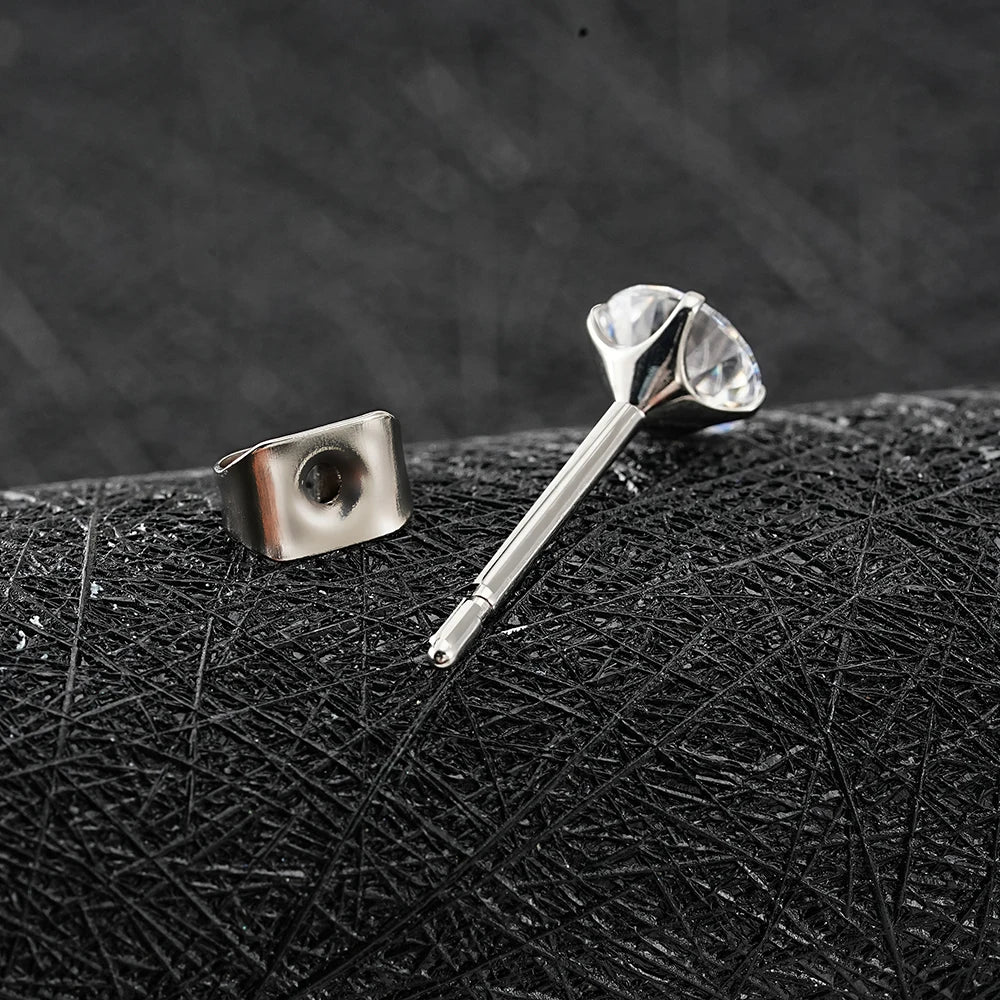 Pair Right Grand ASTM F136 Titanium 2/3/4/5mm CZ Stud Earrings 20G