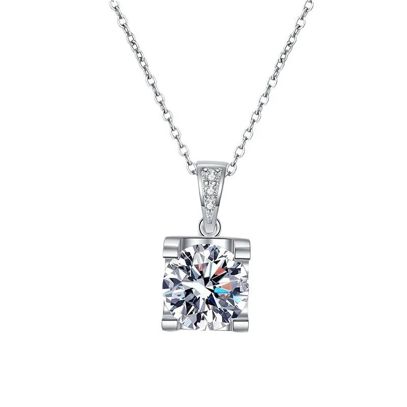 0.5-2CT D Color Moissanite Woman Pendant Sier Necklace For Women
