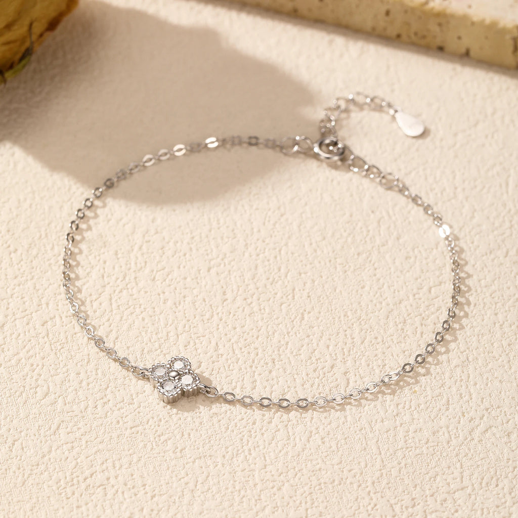 MODIAN 925 Sterling Silver Exquisite Lucky Four Leaf Clover CZ