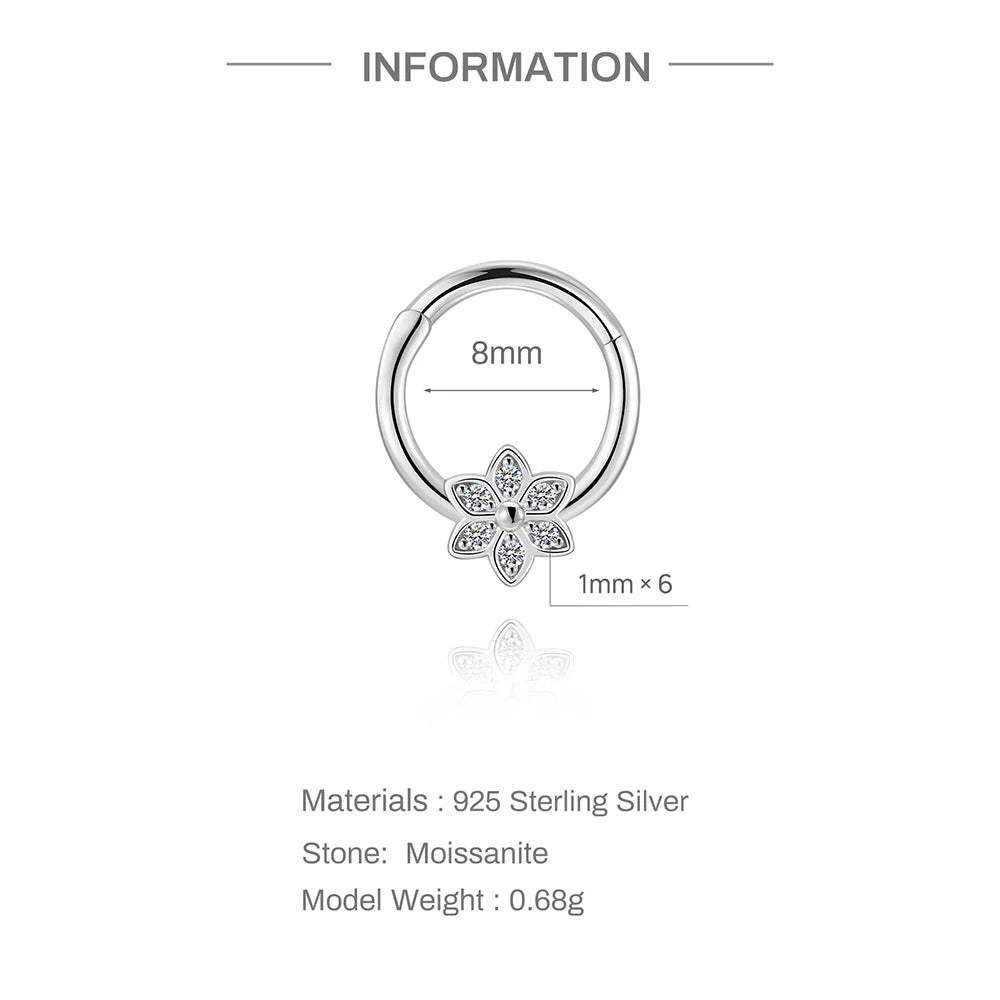 CANNER 1PC 6/7/8/9mm Moissanite 925 Sterling Silver Hoop