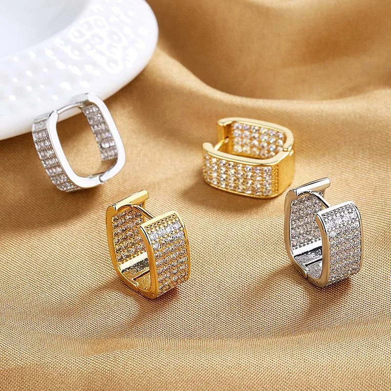 Stainless Steel Gold Silver Color Square Hoop Earrings
