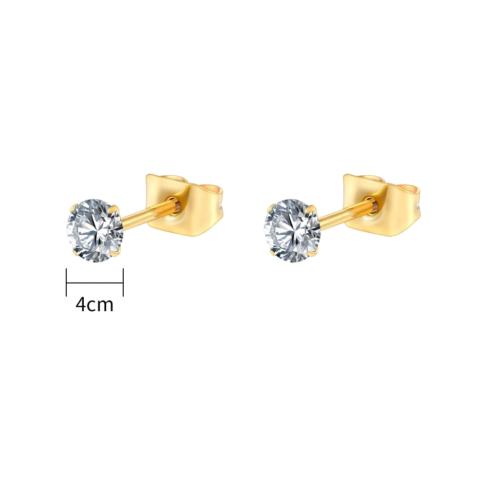 Pair Right Grand ASTM F136 Titanium 2/3/4/5mm CZ Stud Earrings 20G