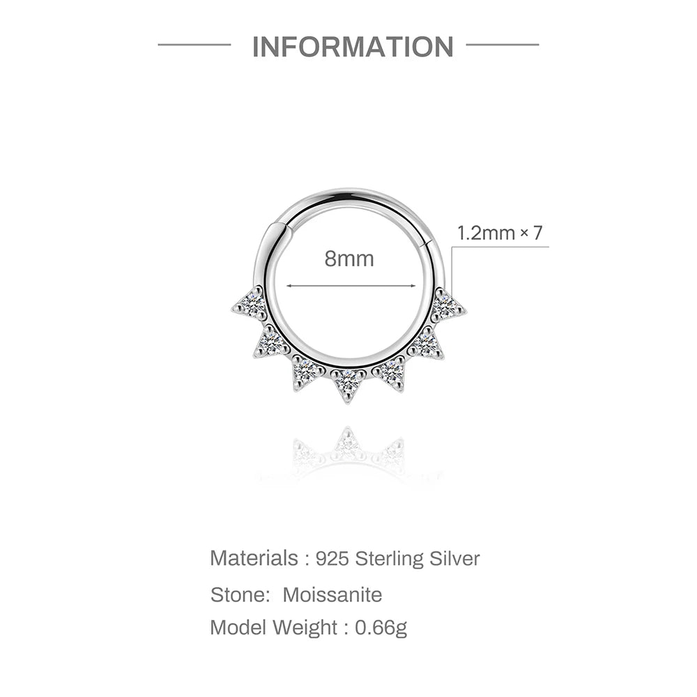 CANNER 1PC 6/7/8/9mm Moissanite 925 Sterling Silver Hoop