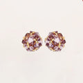 Sparkling Purple Zircon Hydrangea Stud Earrings Exquisite Dainty