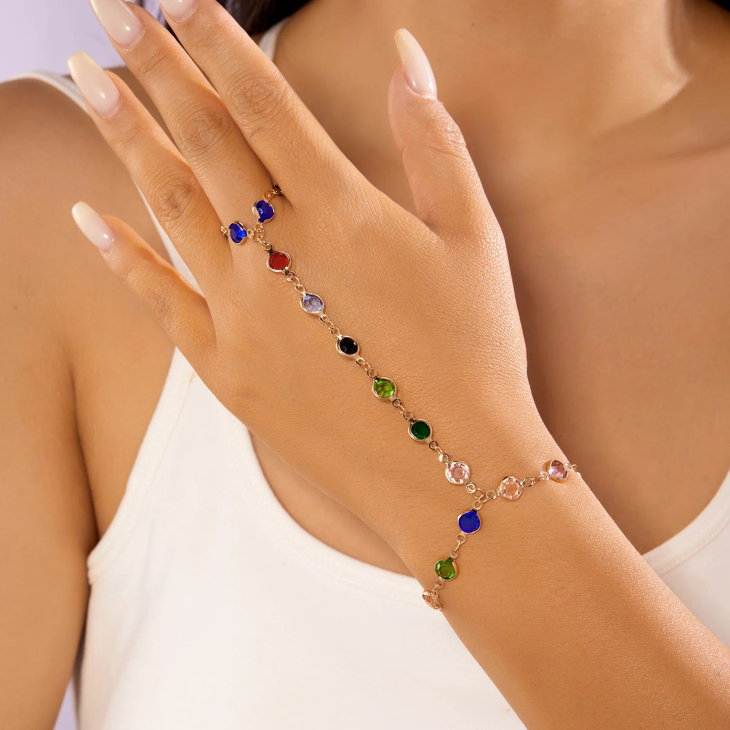 Minimalist Love Heart Imitation Pearl Colorful Rhinestone