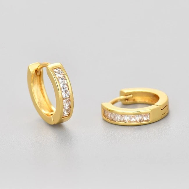 925 Sterling Silver Crystal Zirconia Hoop Earrings
