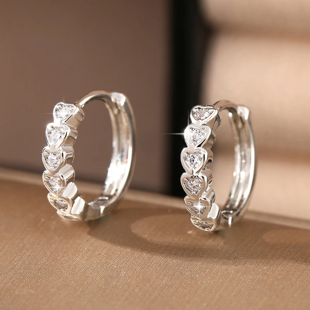 925 Sterling Silver Crystal Zirconia Hoop Earrings