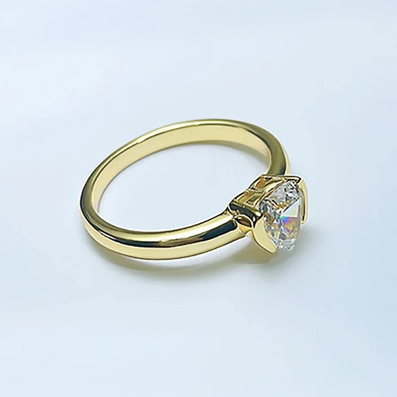 Huirtan Chic Heart Cubic Zirconia Women Rings Gold